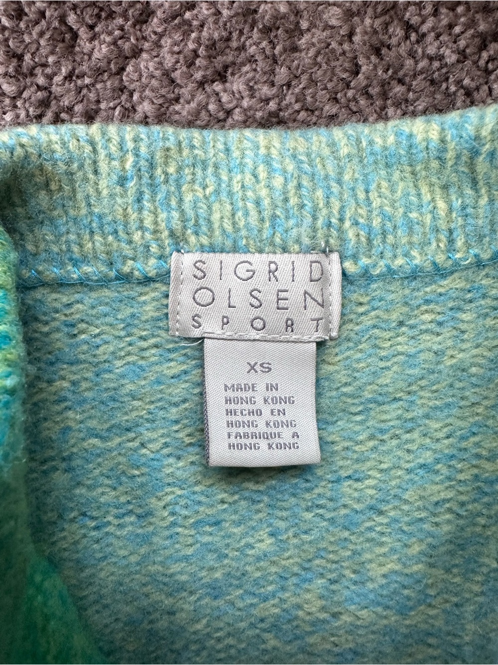Sigrid Olsen Sport Aqua and Mint Wool Blend Sweater XS - Picture 2 of 8